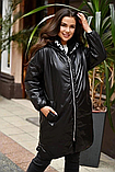 Жіноча демісезонна подовжена куртка №763-чорний, фото 5