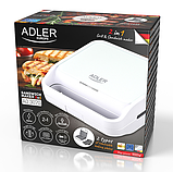 Сендвічниця 2в1, гриль сендвічниця Adler AD 3070 антипригарні пластини, 1100 Вт, фото 2