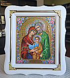 Ікона Святе Сімейство у фігурному білому кіоті, розмір 24×21, сюжет 15*18., фото 3