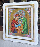 Ікона Святе Сімейство у фігурному білому кіоті, розмір 24×21, сюжет 15*18., фото 4