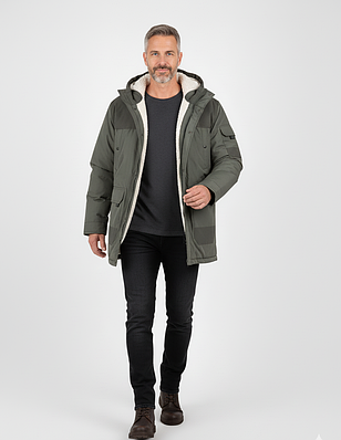 Куртка чоловіча зимова на хутрі темно-зелена (TE301)