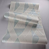 Шпалери вінілові на флізеліні 0.53 × 10.05 м Marburg 81982, молочні з блакитним — для спальні, вітальні, дитячої, фото 4