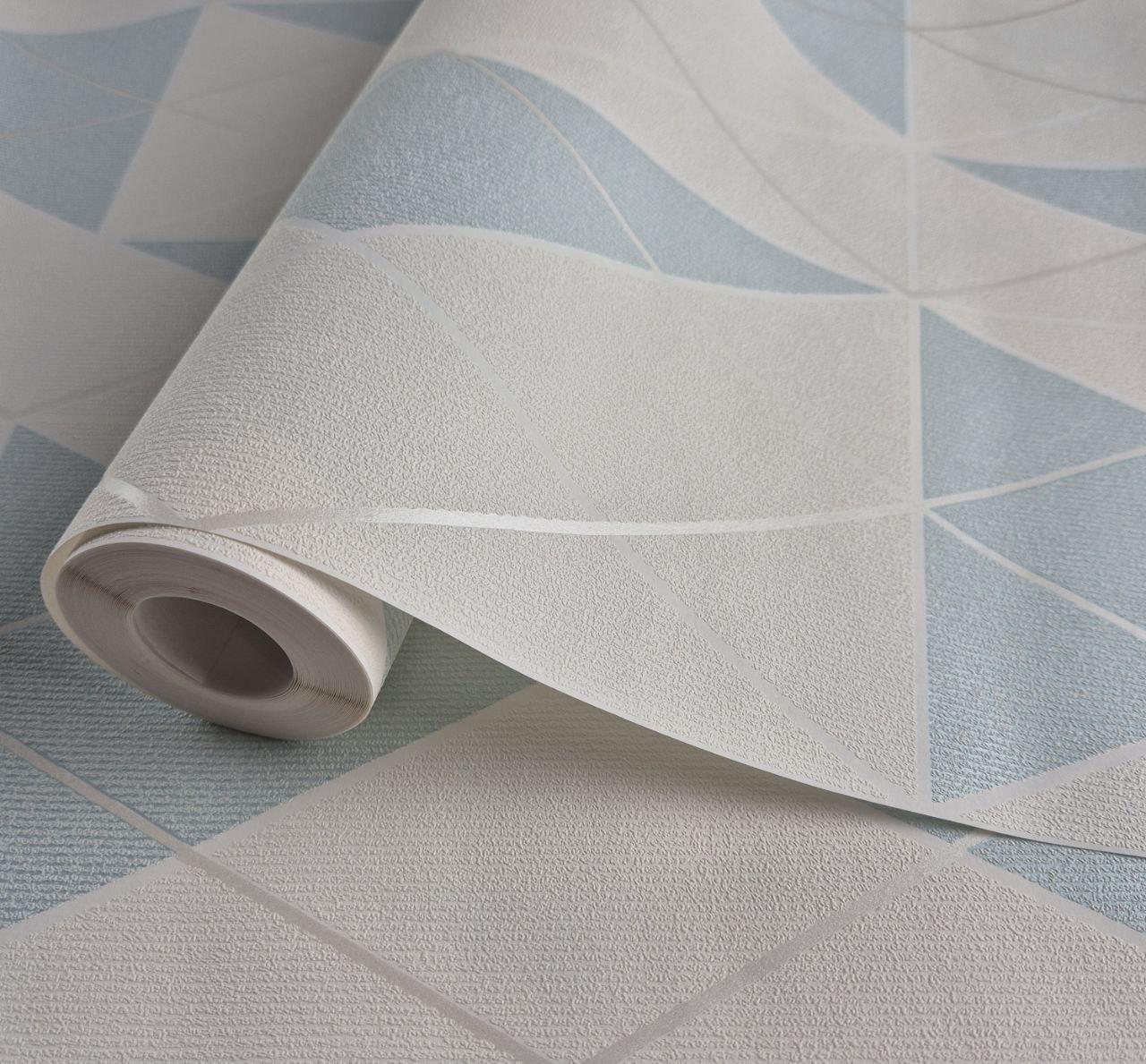 Шпалери вінілові на флізеліні 0.53 × 10.05 м Marburg 81982, молочні з блакитним — для спальні, вітальні, дитячої, фото 1