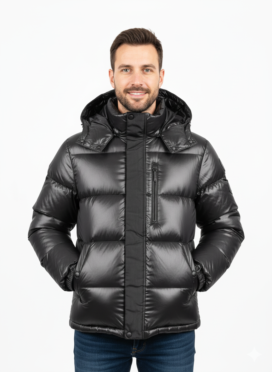 Куртка чоловіча стьобана чорна (Q23116), фото 1