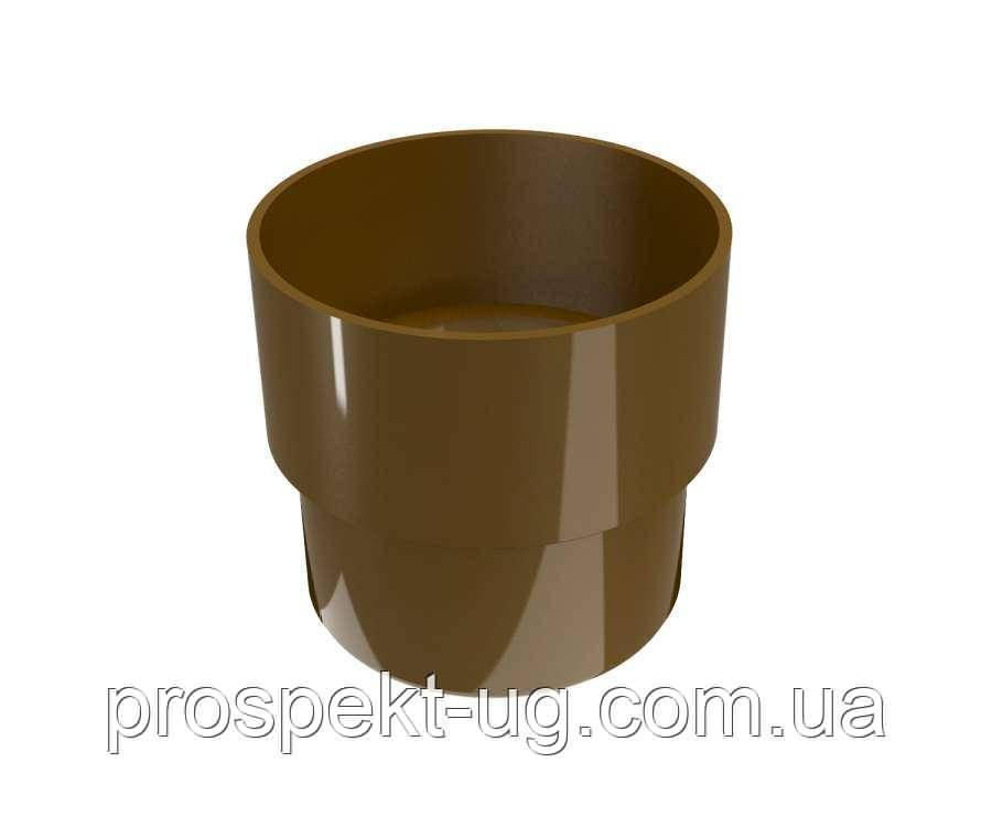З'єднувач (муфта) труби водостічної Regenau 80 мм коричневий, фото 1