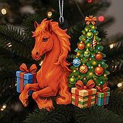 Новорічні дерев'яні прикраси іграшки фігурки підвіски на ялинку та для декору різдвяна іграшка конячка символ року в асортименті