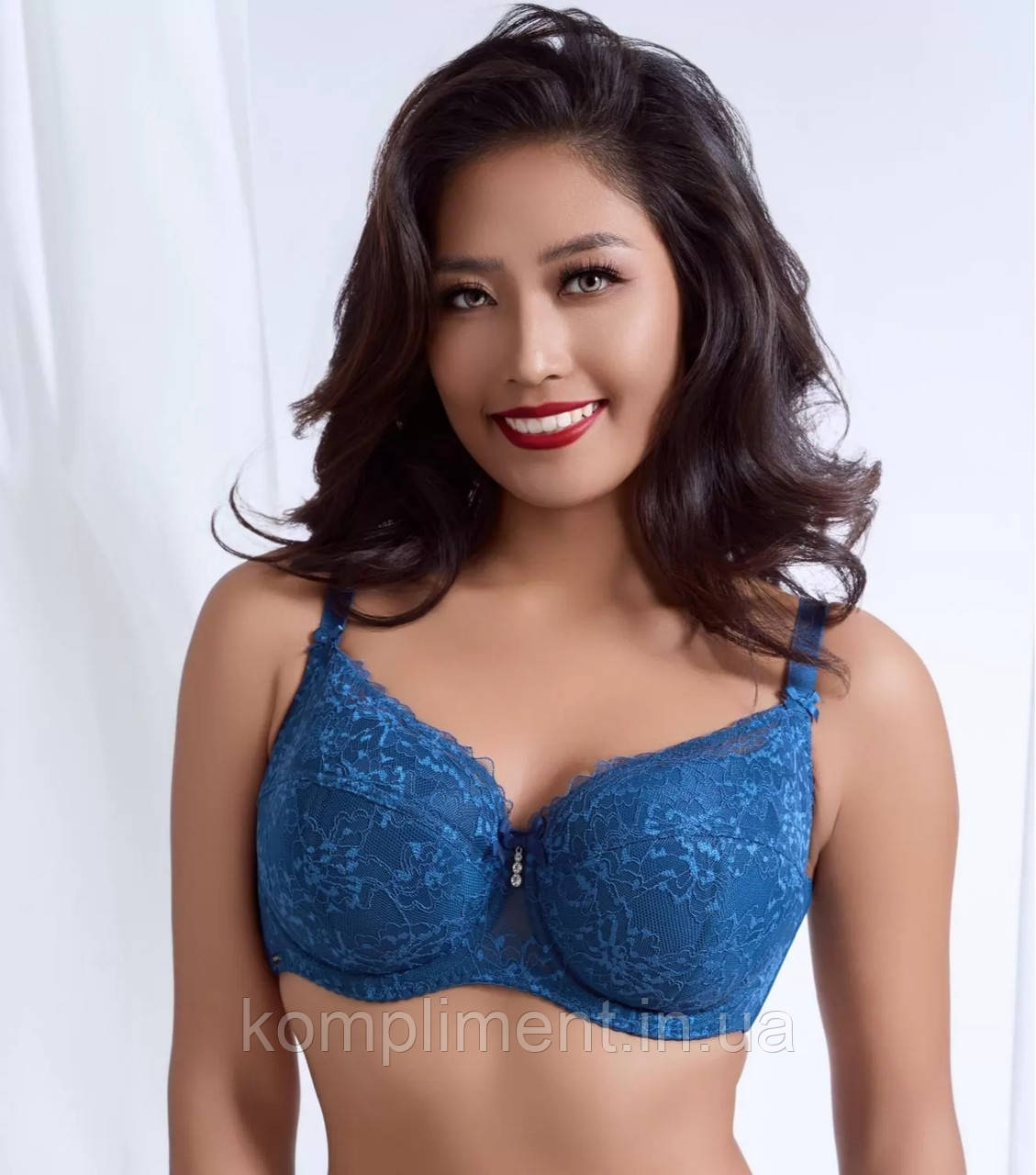 Бюстгальтер мереживний напівпоролон, балконет Lanny mode, 11740 смарагдовий й,чашка Д