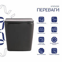 Унітаз підвісний Tern Ultra Quiet 490×365×325 мм, Anthracite, із сидінням Slim Duroplast/Soft-close/Quick Release, фото 3