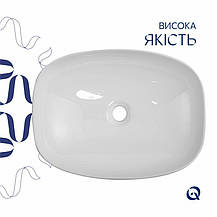 Раковина накладна Qtap Robin 500х380х140 мм, Marble, прямокутна, з донним клапаном QT04116302MR, фото 4
