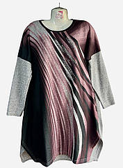 Туніка жіноча батал смуги 56-66р Малиновий