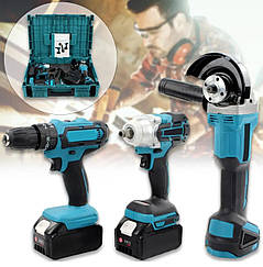 Акумуляторний набір інструментів 3 в 1, шуруповерт, гайковерт, болгарка 36V/6.0Ah