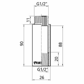 Thermo Alliance Forte Подовжувач хром. 1/2" ВН 90 мм TAF1301590, фото 2