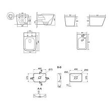 Комплект Qtap Tern Stone grey 3 в 1: унітаз підвісний Ultra Quiet + біде підвісне + раковина накладна QTTERSG49162, фото 2