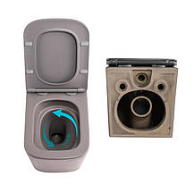 Комплект Qtap Tern Stone grey 3 в 1: унітаз підвісний Ultra Quiet + біде підвісне + раковина накладна QTTERSG49162, фото 5