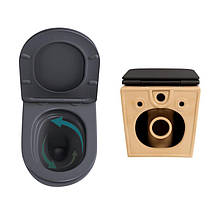 Комплект Qtap Robin Anthracite 3 в 1: унітаз підвісний Ultra Quiet + біде підвісне + раковина накладна QTROBAN49157, фото 5