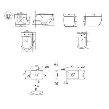 Комплект Qtap Robin Marble 3 в 1: унітаз підвісний Ultra Quiet + біде підвісне + раковина накладна QTROBMR49160, фото 2