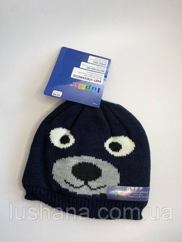 Дитяча шапка на флісі на хлопчика, мордочка / 62-68 / 2-6 міс. / ОГ 42-44, фото 1