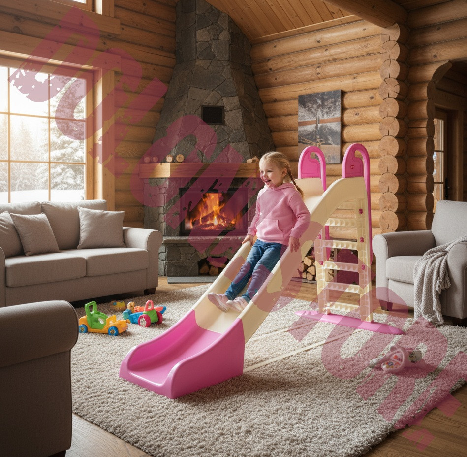 Дитяча пластикова гірка Doloni (014550/22) Бежево-рожева до 40 кг, спуск 243 см.