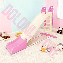 Дитяча пластикова гірка Doloni (014550/22) Бежево-рожева до 40 кг, спуск 243 см., фото 2