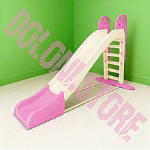 Дитяча пластикова гірка Doloni (014550/22) Бежево-рожева до 40 кг, спуск 243 см., фото 3