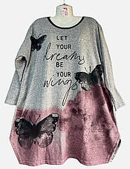 Туніка жіноча батал метелик 56-66р Малиновий