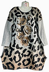 Туніка жіноча батал квіти 56-66р Бежевий