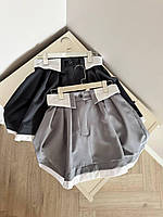 Женская юбка мини, Размер: 42-44,46-48 Ткань: Костюмка+коттон Цвета: графит, серый