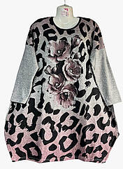 Туніка жіноча батал квіти 56-66р Малиновий