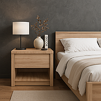 Сучасна приліжкова тумба 50 см з шухлядою дуб сонома в стилі модерн у спальню з ЛДСП Norton VMV Holding