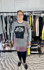 Туніка жіноча батал квіточка 56-66рр Малиновий