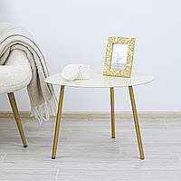 Журнальний столик Вілла з металу світло-рожевий верх та золоті ніжки h36см w50см