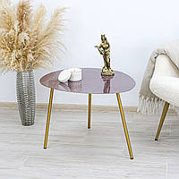 Журнальний столик Вілла золотий метал сірий верх h47см w59см