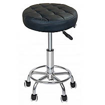 Табурет на колесах круглий Bonro B-496 чорний екошкіра для салону кухні бару, фото 2