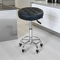 Табурет на колесах круглий Bonro B-496 чорний екошкіра для салону кухні бару, фото 3