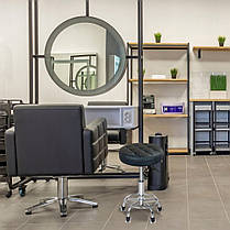 Табурет на колесах круглий Bonro B-496 чорний екошкіра для салону кухні бару, фото 4