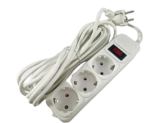 Мережевий фільтр, подовжувач SP5 на 3 розетки 5м GREELITE із захистом від стрибків напруги Білий