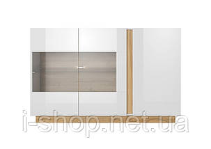 Комод з вітриною Perfect Home Арко / Arco 3-дверний 3D2W/138 Білий глянець/дуб грандсон (PFH-091034), фото 3