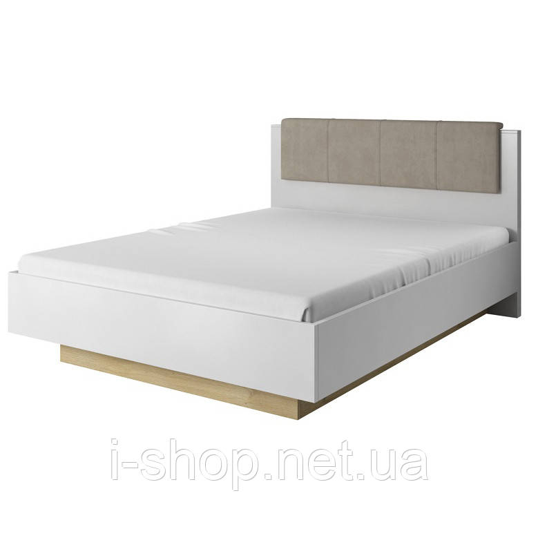 Ліжко (каркас) Perfect Home Арко / Arco 160 з м'яким ізголів'ям двоспальне Білий глянець/дуб грандсон (PFH-091045)