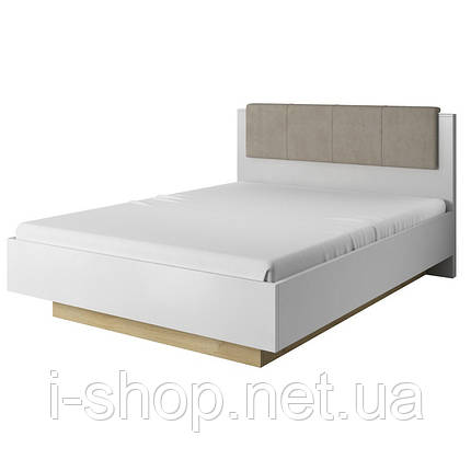 Ліжко (каркас) Perfect Home Арко / Arco 160 з м'яким ізголів'ям двоспальне Білий глянець/дуб грандсон (PFH-091045), фото 1