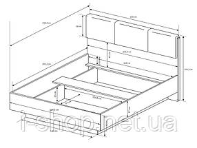 Ліжко (каркас) Perfect Home Арко / Arco 160 з м'яким ізголів'ям двоспальне Білий глянець/дуб грандсон (PFH-091045), фото 3