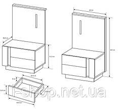 Тумби приліжкові 2 шт. з підсвіткою Perfect Home Арко / Arco з 4 шухлядами 2S/60 Білий глянець/дуб грандсон (PFH-091049), фото 3