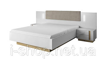 Тумби приліжкові 2 шт. з підсвіткою Perfect Home Арко / Arco з 4 шухлядами 2S/60 Білий глянець/дуб грандсон (PFH-091049), фото 4