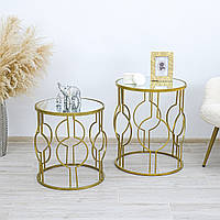 Комплект кавових столиків Едісон з металу h50-60см d45-50см