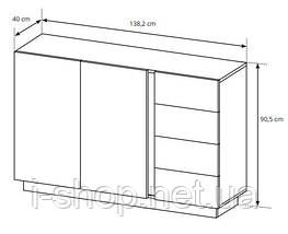 Комод Perfect Home Арко / Arco 2-дверний з 4 шухлядами 2D4S/138 Дуб артизан/графіт (PFH-091063), фото 3