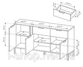 Комод Perfect Home Ларс / Lars 3-дверний з 2 шухлядами 3D2S/153 Антрацит (PFH-091021), фото 4