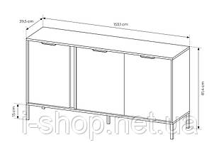 Комод Perfect Home Ларс / Lars 3-дверний 3D/153 Антрацит (PFH-091018), фото 5