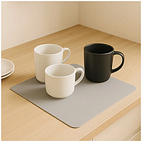 Влаговпитывающий коврик для посуды серый для кухни и столовой предотвращает скопление воды