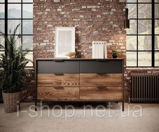 Комод Perfect Home Мілтон / Milton з 6 шухлядами 6S/138 Каштан/антрацит (PFH-091081), фото 1