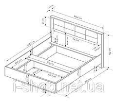 Ліжко (каркас) Perfect Home Мілтон / Milton 160 з м'яким ізголів'ям двоспальне Каштан/антрацит (PFH-091084), фото 4
