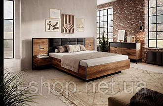 Ліжко (каркас) Perfect Home Мілтон / Milton 160 з м'яким ізголів'ям двоспальне Каштан/антрацит (PFH-091084), фото 5